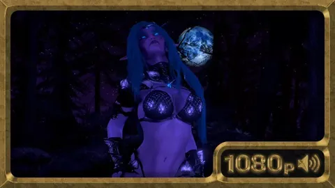 Tyrande, gorgeous night elf dancing in the moonlight