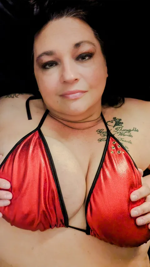Ohio BBW Hotwife - Red Foil Bikini
